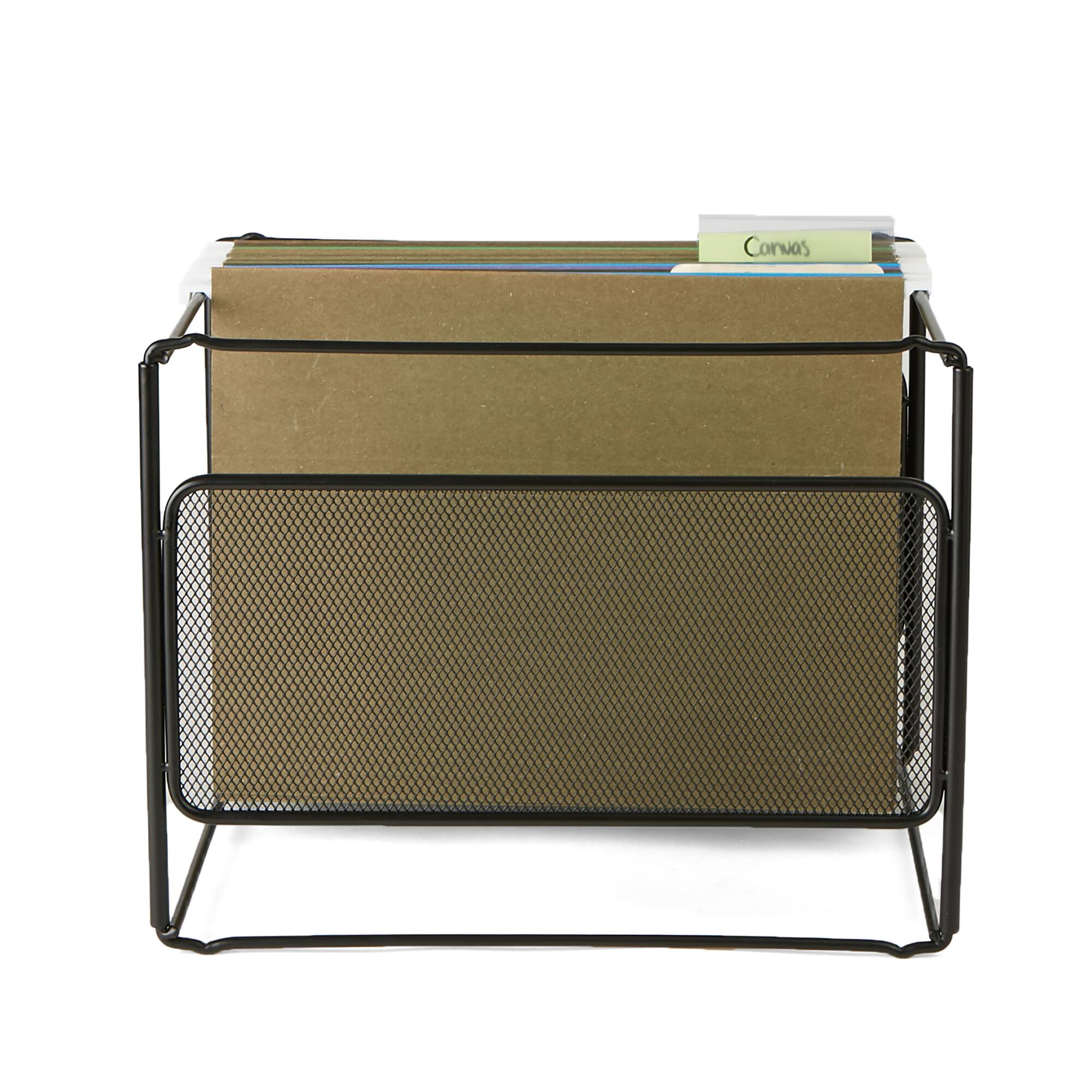 Mind Reader Black Desktop File Organizer Box